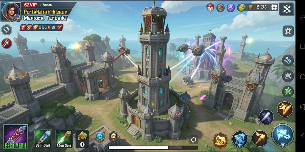 Tampilan gameplay Tower Defense yang mendebarkan di 62VIP.