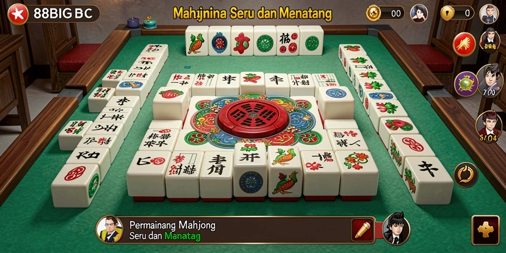 Tampilan menawan dari gameplay 88BIG yang penuh strategi Mahjong.
