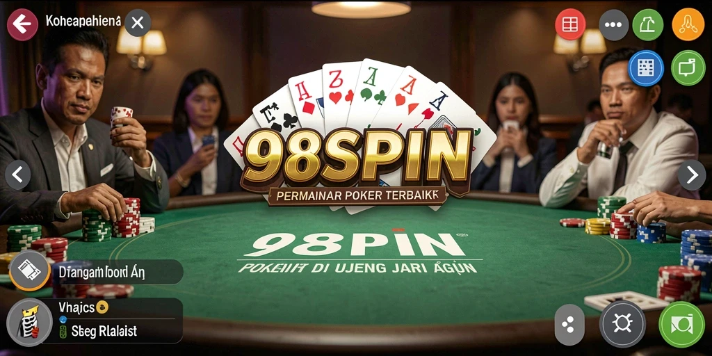 Screenshot gameplay 98SPIN dengan suasana permainan poker yang menegangkan.