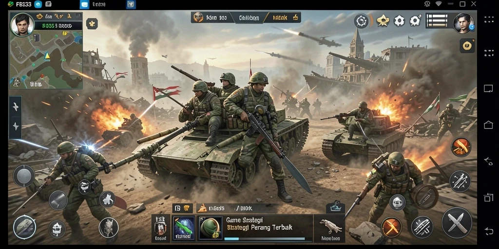 Screenshot FB333 menampilkan suasana pertempuran strategis yang intens.