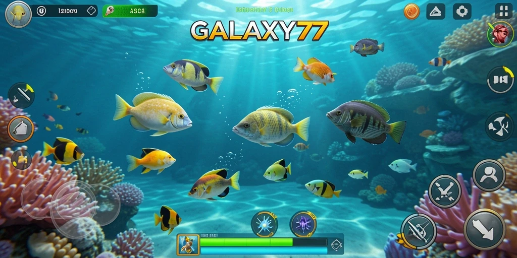 Screenshot gameplay seru saat berburu ikan di GALAXY77.