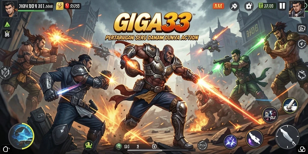 Screenshot GIGA33 menampilkan aksi intens dalam permainan Action.