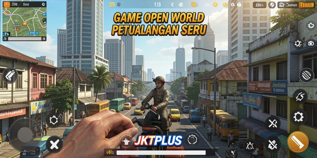 Tampilan gameplay JKTPLUS yang menakjubkan di dunia Open World.
