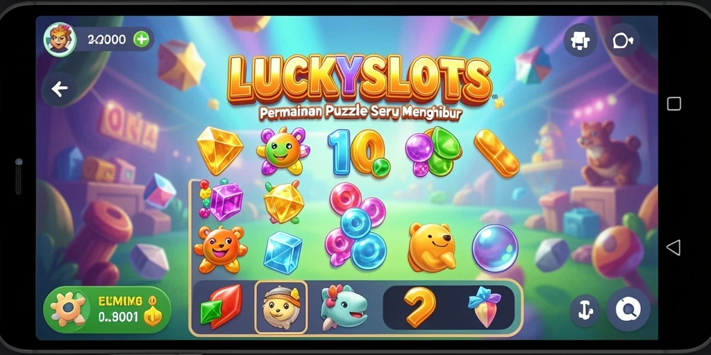 Screenshot utama LUCKYSLOTS menampilkan gameplay Puzzle yang mengasyikkan.