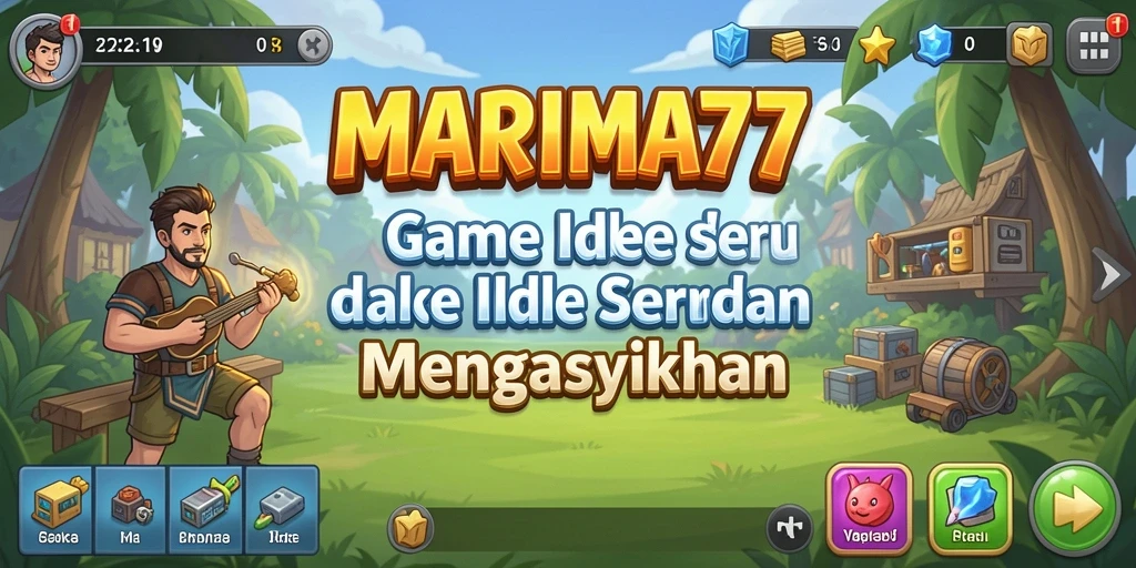 Tampilan gameplay menyerupai pembangunan kerajaan dalam game Idle.
