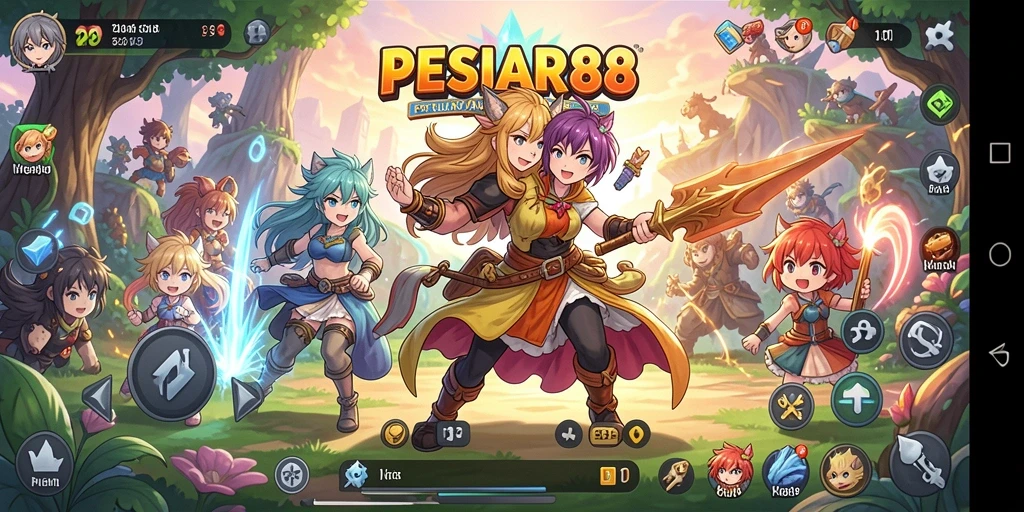 Tampilan gameplay PESIAR88 yang berwarna dan dinamis.