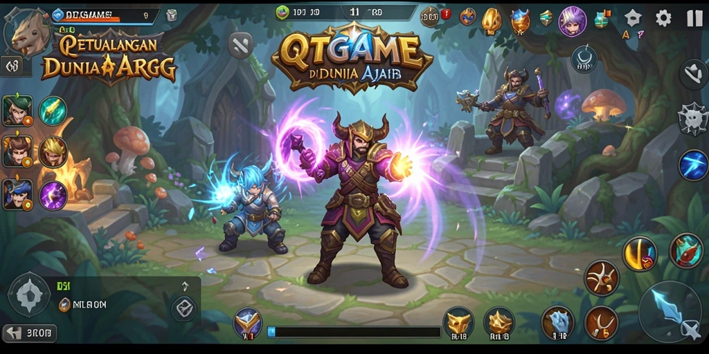 Screenshot menunjukkan aksi seru dalam pertarungan ARPG di QTGAME.