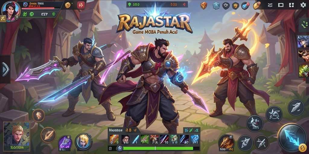 Tampilan gameplay MOBA yang dinamis dan menarik.