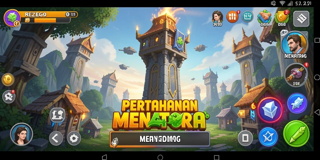 Tangkapan layar gameplay menawan dari REZEGO Tower Defense.