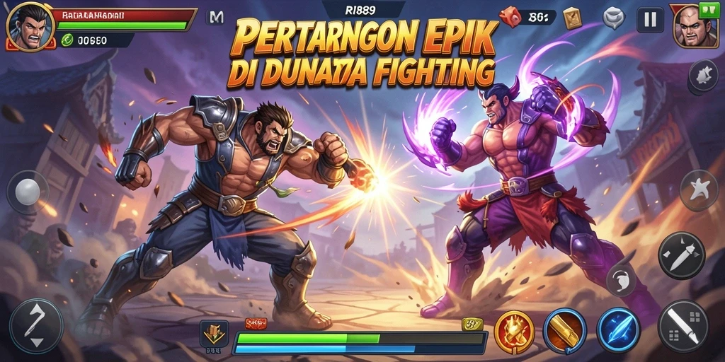 Tampilan gameplay RI889 yang intens dan penuh aksi di arena pertarungan.
