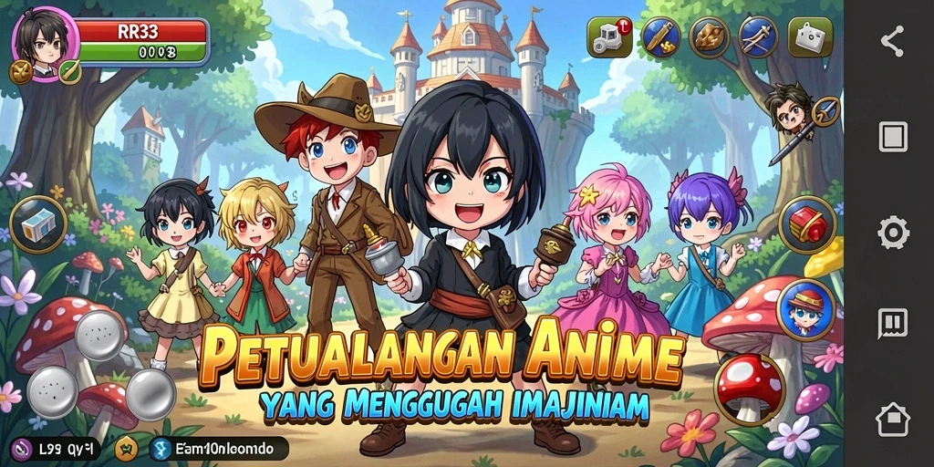 Tangkapan layar gameplay RR33 yang menampilkan karakter Anime beraksi.